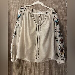 Velvet Women's Floral Embroidered Blouse - Cream Pretty for fall!